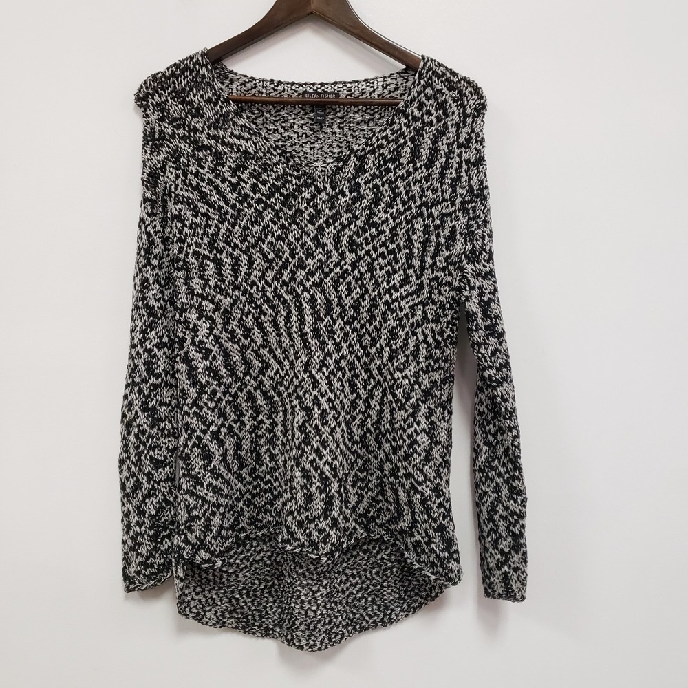 Eileen‎ Fisher Womens Open Knit Slouchy Top Size XS Black Sustainable Layers